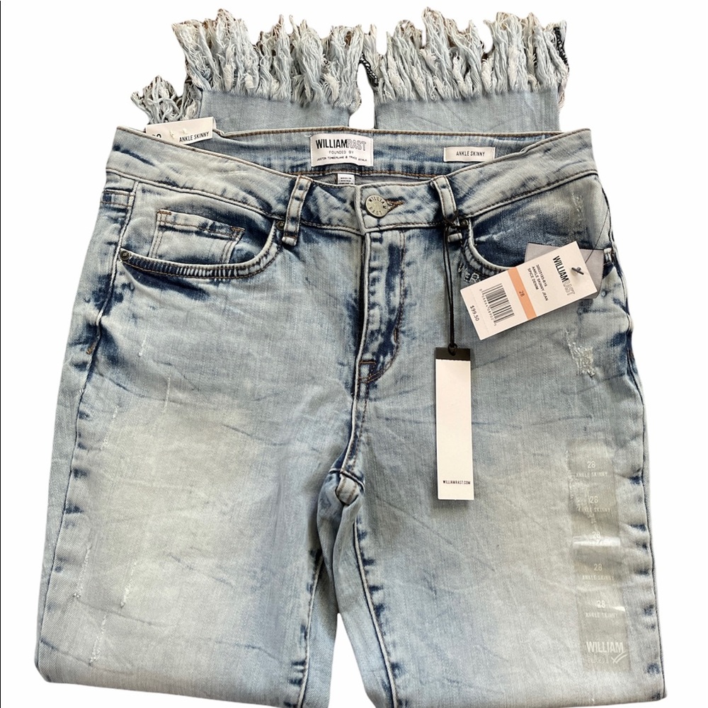 William Rast Ice Washed Fringed Hem Jeans - Picture 5 of 11